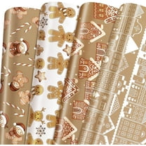 Neighborly Nook 12 Sheet Christmas Wrapping Paper Not Roll Vintage Funny Animal Gift Wrap Folded Flat for DIY Crafts Birthday Holiday Xmas Party Supplies, 20" x 28" (Gingerbread Man,Brown)