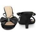 thumbnail image 2 of Unique Bargains Women's Rhinestone Strap Bow Kitten Heels Slide Sandals, 2 of 6