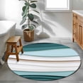 thumbnail image 4 of Area Rug 36in, Abstract Water Ripple Gradient Art Floor Carpet Living Room Rug, Teal White Stripe Beach Non-Slip Welcome Mat Indoor Rugs for Bedroom Dining Room, 4 of 9