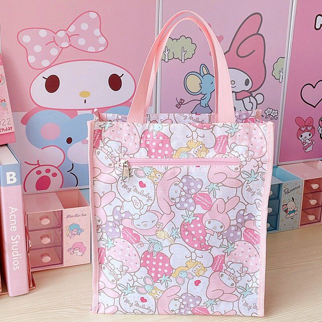 Bolsa de archivo de dibujos animados Kawaii Sanrio Cinnamoroll, bolsa de tutorización portátil para niños, bolsa de almuerzo de mano de aprendizaje, regalo