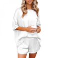 thumbnail image 1 of Spdoo New Solid Color Chiffon Shirt Short-sleeved Straight Shorts Pajamas Casual Home Style XL, 1 of 6