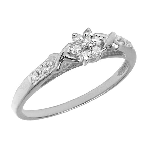 Sterling Silver Diamond Cluster Ring