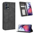 thumbnail image 2 of Compatible with Motorola Moto Edge 30 Fusion Case Magnetic Closure Vintage Pattern PU Leather Wallet Cover with Card Slots-Black, 2 of 5