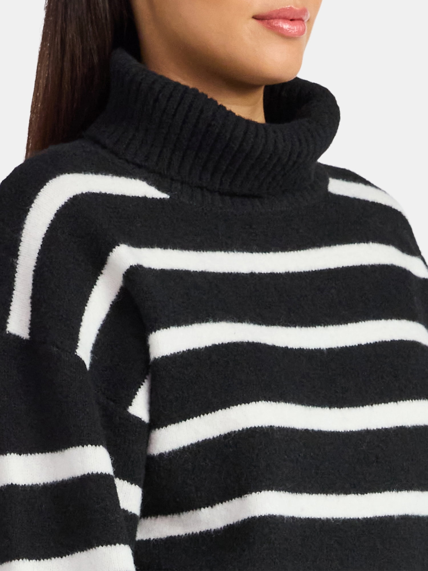 Time and Tru Women's Chunky Turtleneck Pullover Sweater with Long Sleeves, Mid-weight, Sizes XS-XXXL