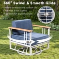 thumbnail image 3 of Unnifurnzi 4 Pieces Patio Furniture Set-Patio Conversation Sets with Swivel Rocking Chairs High Back Patio Couch for Deck Porch Poolside Balcony-White/Blue, 3 of 7