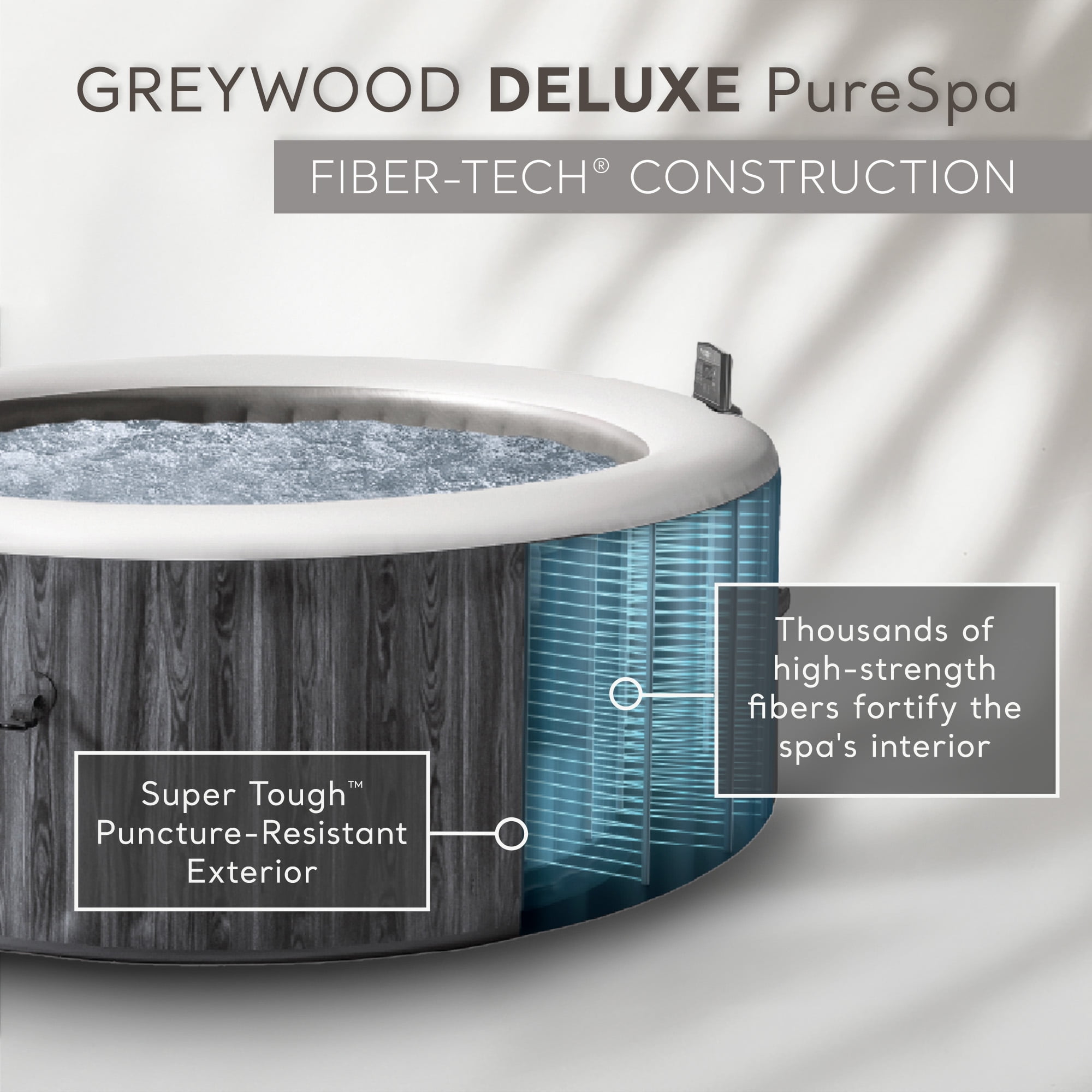 Intex PureSpa Greywood Deluxe Spa Set, 140 Bubble Jet Hot Tub with Cover, 77" x 28"