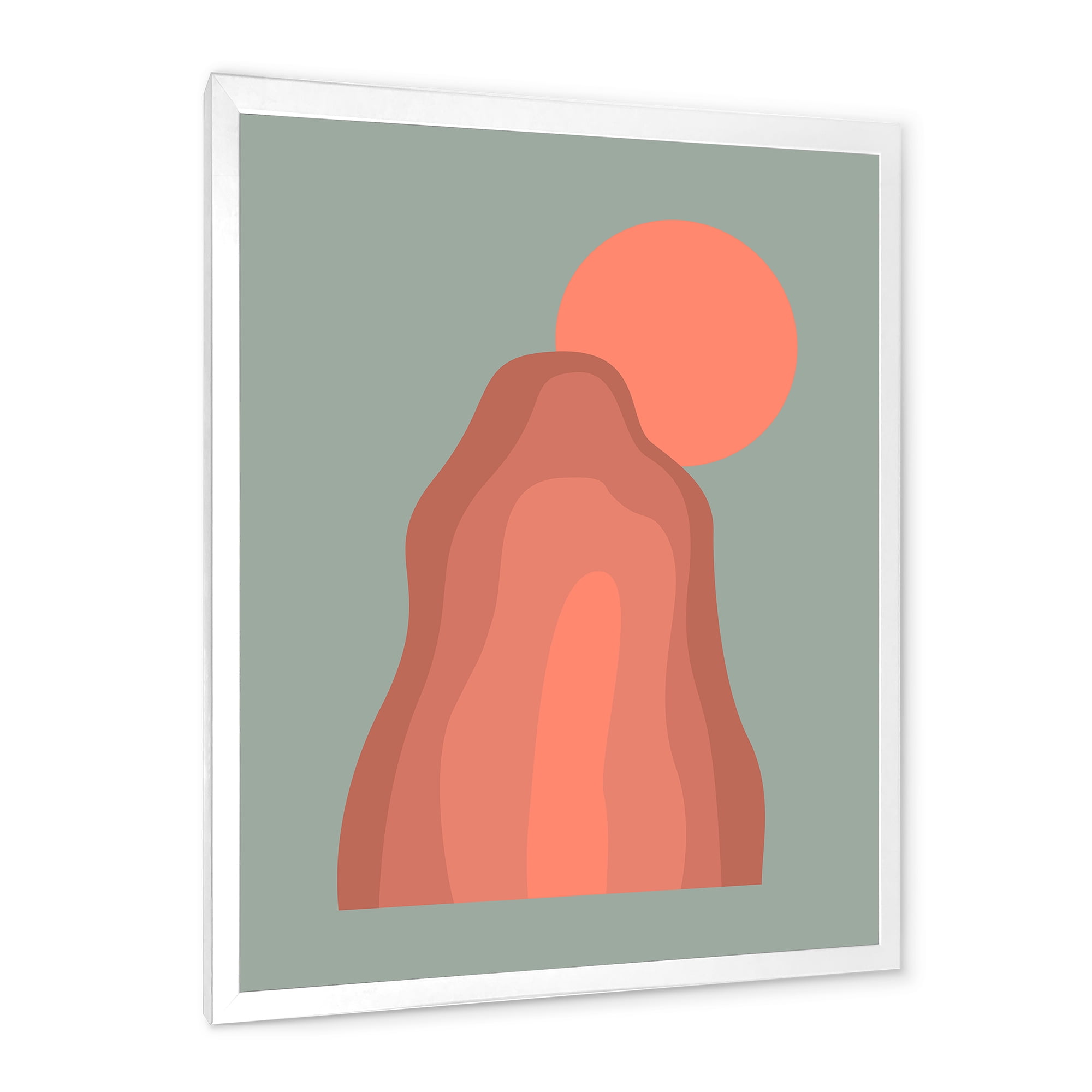 Designart 'Abstract Pink Sunset Mountain Landscape' Modern Framed Art Print