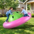 thumbnail image 2 of Costway 7.5 FT Inflatable Dome Rocker Bouncer with 6 Handles Fun Outdoor Game for Kids Pink & Green, 2 of 10