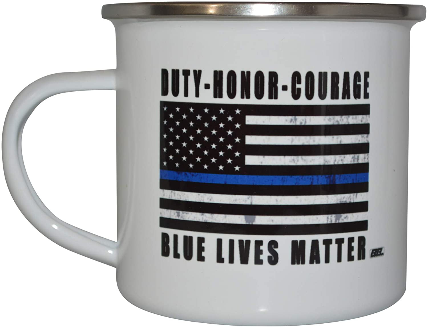 The Thin Blue Line Flag Camp Mug Enamel Camping Coffee Cup Gift Police  Officers Law Enforcement - Walmart.com