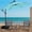 Blue+24 Lights, variant on Autlaycil 5 Pcs Patio Outdoor Furniture Sets Contains 2 Textilene Fabric Rocking Bistro Chairs, Table, 10' Solar Cantilever Umbrella and Cross Base with Sandbag, Grey