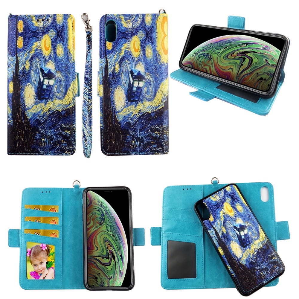Starry Night Case for iPhone XS Max Detachable Pu Leather
