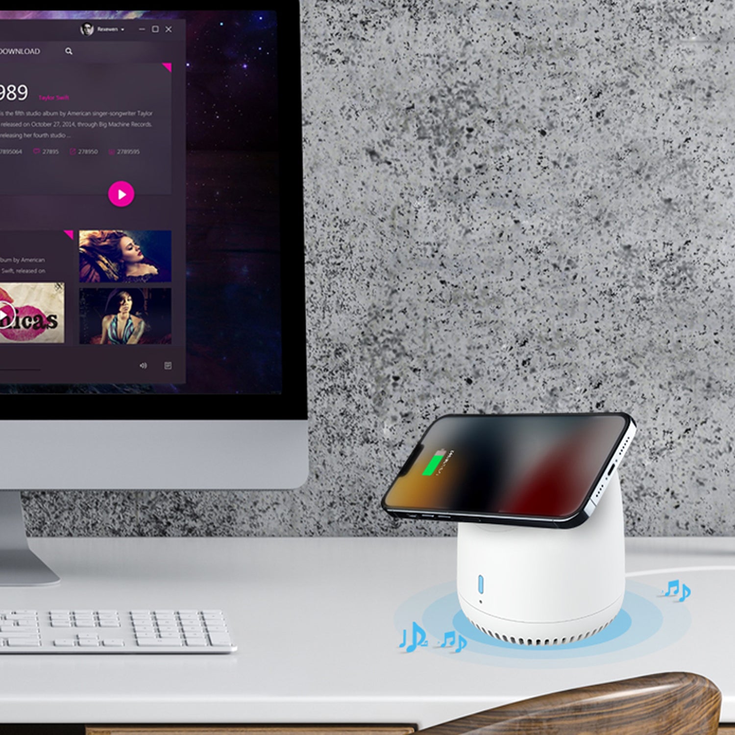 Capo Magnetic Wireless Charger, Portable Bluetooth Speaker & Stand for iPhone 14/14 Pro 13/13 Pro/13 Pro Max/13 Mini/12/12 Pro/12 Pro Max/12 Mini