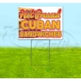 thumbnail image 1 of Hot Pressed Cuban Sandwiches (18" x 24") Yard Sign, Includes Metal Step Stake, 1 of 6