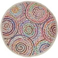 thumbnail image 1 of Indian Handwoven Braided Natural Jute with Multi Cotton Inner Gole Design Jute Round Rug, Bedroom, Entryways, Dining Room, Hallways, Kids' Rooms, Size - (5' Round), 1 of 4