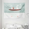 thumbnail image 1 of I Love You Tapestry, Rabbit Couple Sailing on Boat in the Lake Bunny Partners Kids Cartoon, Wall Hanging for Bedroom Living Room Dorm Decor, 80W X 60L Inches, Baby Blue Umber White, by Ambesonne, 1 of 2