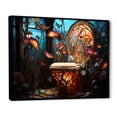 thumbnail image 2 of Designart "Bathroom Toilet curious Delight" Bath & Laundry Floater Framed Canvas Print, 2 of 7