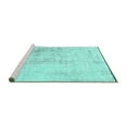 thumbnail image 2 of Ahgly Company Machine Washable Indoor Square Solid Turquoise Blue Modern Area Rugs, 5' Square, 2 of 4
