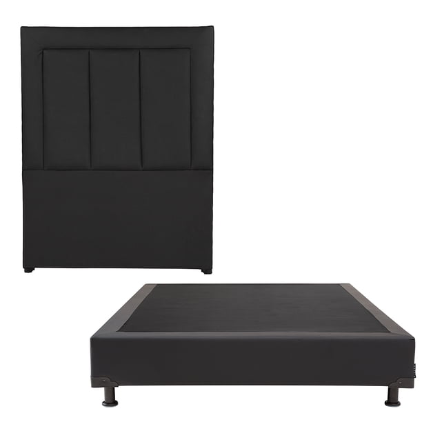 Box Base Cama Individual + Cabecera Davos Negro