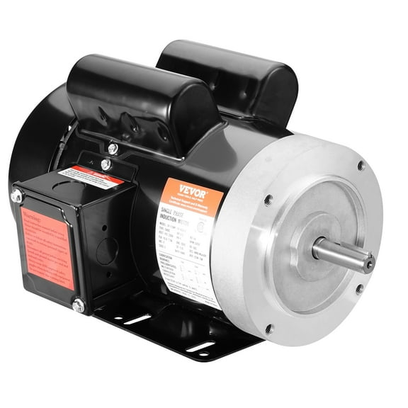 VEVOR 1.5HP Electric Motor 3450 rpm, AC 115V/230V, 56C Frame, Air Compressor Motor Single Phase, 5/8" Keyed Shaft, CW/CCW Rotation for Agricultural Machinery and General Equipment