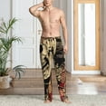 thumbnail image 6 of Lsque Gothic Eastern Floral Skull Print Men's Pajama Pants, Lounge Pant - Comfortable Home Wear,Elastic Waistband, Stylish Design-, 6 of 9