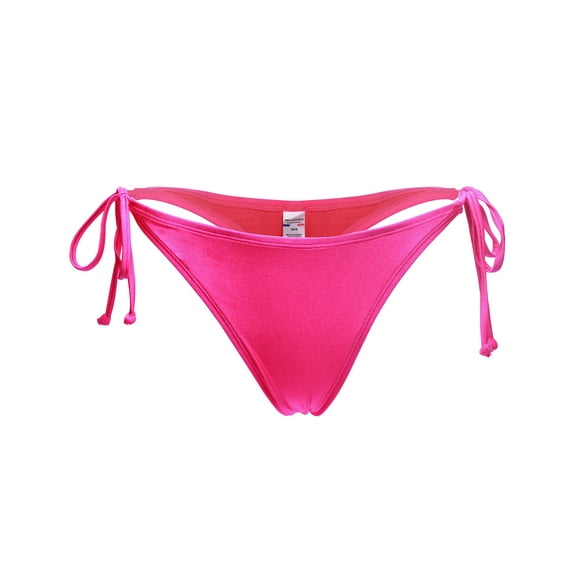 RELLECIGA Women's Tie Side Thong Bikini Bottom Hot Pink Adjustable Brazilian Bathing Suits for Women