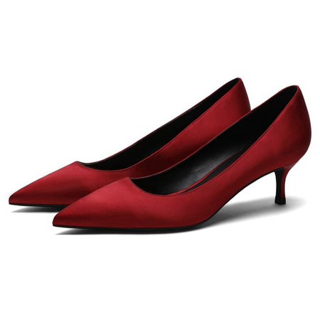 

YCNYCHCHY White Sliver Red Women Shoes 5cm Thin High Heels Sexy Design Slip On Pointed Toe Genuine Leather Summer Pumps Big Size