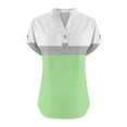 thumbnail image 5 of QUNYINEY Short Sleeve Women's T Shirts Colorblock V Neck Casual Tops Cotton Linen Loose Pullover Button Shirts, 5 of 5