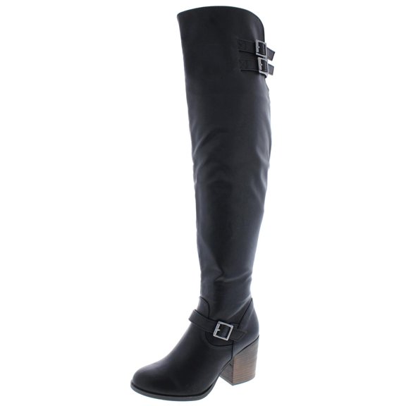 Material Girl Womens Odiana Faux Leather Over-The-Knee Riding Boots
