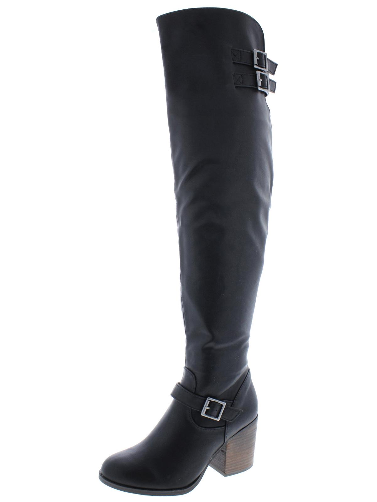 Material Girl Womens Odiana Faux Leather Riding Boots Black 5.5 Medium (B,M) - image 1 of 2