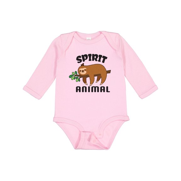 Inktastic My Spirit Animal is a Sloth with Sloth Illustration Boys or Girls Long Sleeve Baby Bodysuit