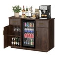 thumbnail image 2 of Biemlerfn 55" Coffee Bar Cabinet with Mini Fridge Space, Sideboard Buffet Table & Liquor Cabinet with Power Outlet, Kitchen Hutch with Wine Glass Holder, Brown, 2 of 9