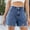 Dark Blue, variant on ZZwxWA Women's Front Slit Denim Shorts High Waisted Summer Hot Fringed Raw Hem Casual Jeans Shorts