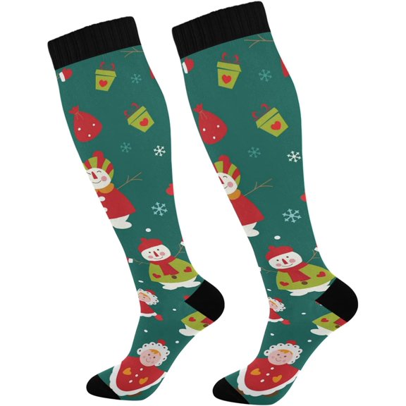 Coolnut Christmas Compression Socks, 1 Pack Women Men Long Stocking (20-30mmHg) Travel Knee High Stockings for Athletic Sports,Running,Cycling,Nursing