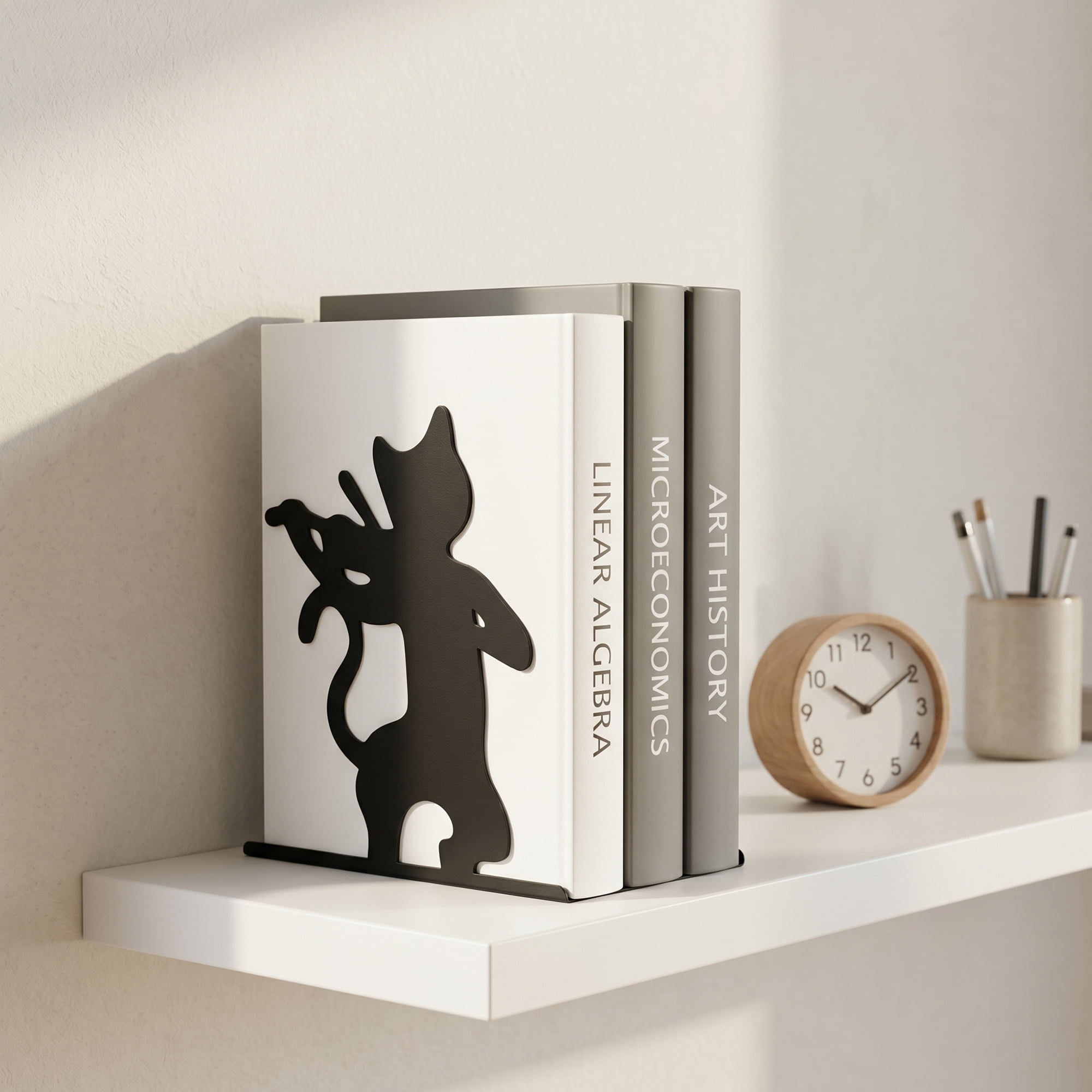 Unique Bargains 2Pcs Decorative Cartoon Metal Bookends Black 6.3*3.9*7.5inch