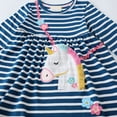 thumbnail image 5 of HILEELANG Toddler Girls Long Sleeved Dresses Christmas Winter Cotton Casual Cute Stripe Unicorn Cartoon Pattern Dress 5T, 5 of 7