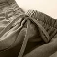 thumbnail image 6 of Women's Cotton Linen Capri Pants with Lace Trim Casual Drawstring Elastic Waist Pants Summer Lightweight Cropped Trousers with Pockets Khaki L, 6 of 6