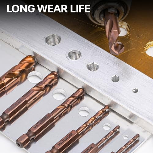 6-Piece Cobalt Stubby Drill Bit Set - Short 1/4" Hex Shank Bits for Metal, Hardened Steel, Wood & Plastic (3/32" to 3/8")