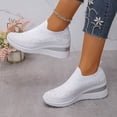 thumbnail image 4 of Miluxas Women Wide Width Breathable Walking Comfortable Slip on Sneakers,Non Slip Arch Support Slip on Shoes White 9.5(43), 4 of 9
