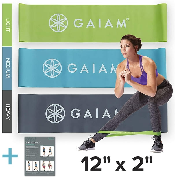 Gaiam Restore Mini Band Kit, Set of 3, Light, Medium, Heavy Lower Body Loop  Resistance Bands for Legs and Booty 