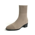 thumbnail image 5 of Bottes à Talons Hauts Bottines à Talons Hauts avec Chaussettes Tricotées Style Décontracté à la Mode pour Femmes Talons Hauts Rouges, 5 of 5