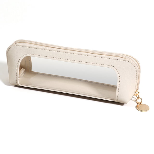 Estuche transparente de cuero para lápices, organizador de artículos de papelería a la moda | Guarda bolígrafos, lápices, gomas de borrar y pequeños accesorios