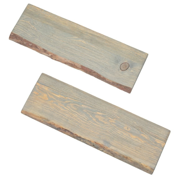 PIPE DECOR 24 in. Live Edge Wood Shelf Riverstone Grey 2 Pack (Wood Only)