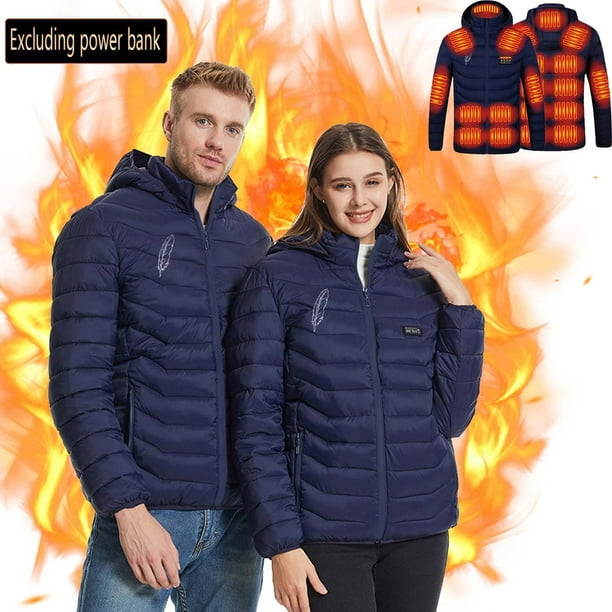 Chaquetas y abrigos casuales de manga larga con capucha, con USB, temperatura constante, calefactables, resistentes al viento, talla grande, para hombre y mujer, invierno, 4 unidades