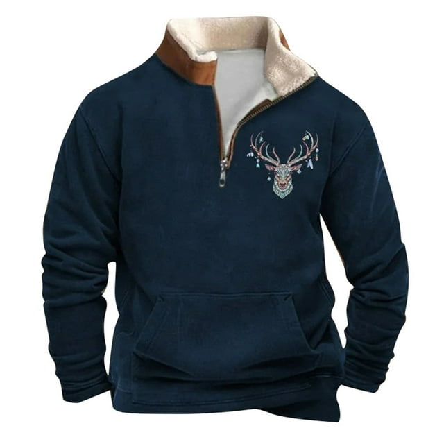 Ediodpoh Chandail à Capuchon à Manches Longues Imprimé pour Hommes, Mode Décontractée, Coupe Relax, Confortable, Chandails pour Hommes, Navy_004 TTTG
