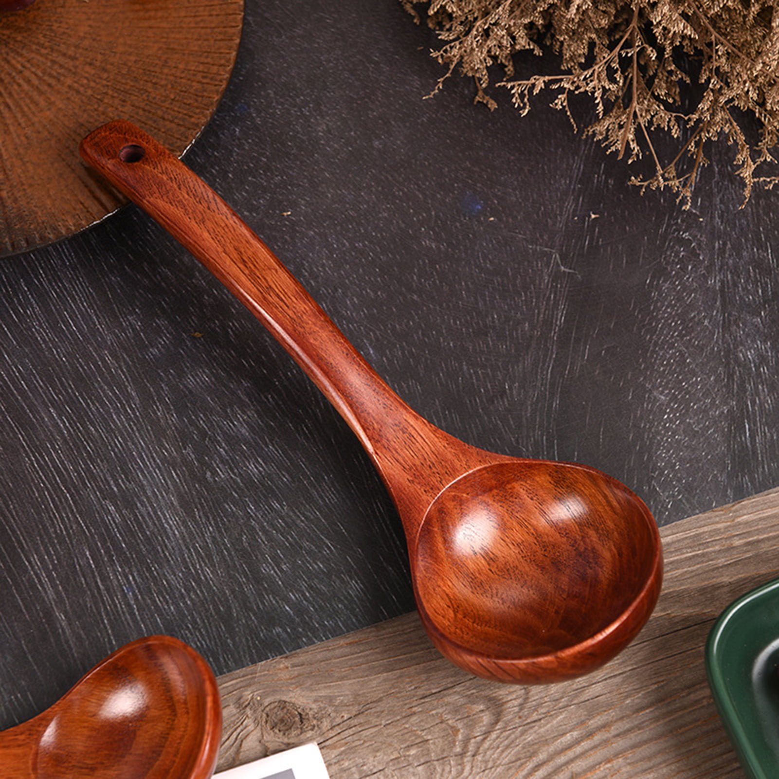 FJNATINH Wooden Ladle. Long Handle Ladle Utensils for Soup.Handmade for  Kitchen Cookware (Ladle)