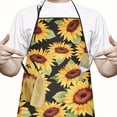 thumbnail image 2 of Black Green Leaf Sunflower Pattern Apron-Garden Aprons for Women with Pockets-Cotton Linen Waterproof Kitchen Cooking Gardening Aprons Adjustable for Kitchen,Cooking,BBQ and Salon 33x27 Inch, 2 of 7