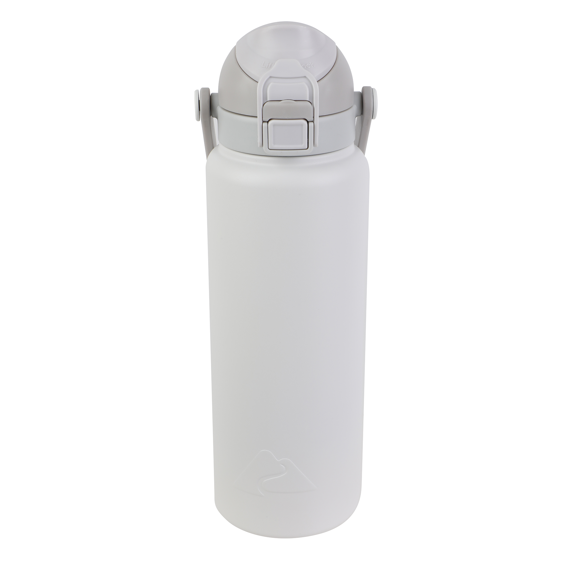 Botella de agua aislada al vacío de acero inoxidable de 30 oz con doble tapa, pared doble, tapa para sorber y verter, color gris claro 3
