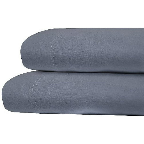 Tribeca Living Luxury Solid Flannel Deep Pocket Sheet Set Dark Blue
