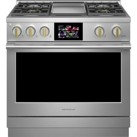 Monogram - 5.7 Cu. Ft. Freestanding Dual Fuel Convection Range with Self-Clean and 4 Burners - Stainless steel