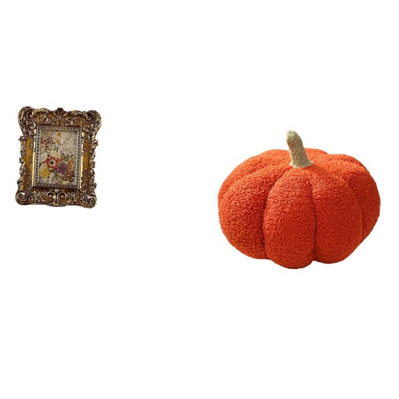 Marco de fotos,Marco de fotos retro Marco de fotos de mesa vintage,Marco de fotos adornado para colgar en la pared,decoración del hogar,Almohadas de calabaza de Halloween,Almohadas de calabaza